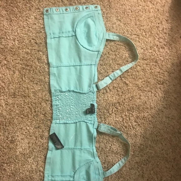 Teal button up crop top - Picture 6 of 6